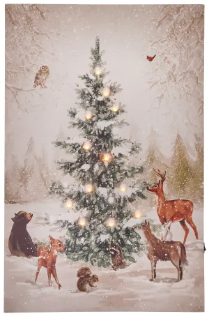 16" x 24" Animals by Tree Battery-Operated LED Canvas Print Decoration