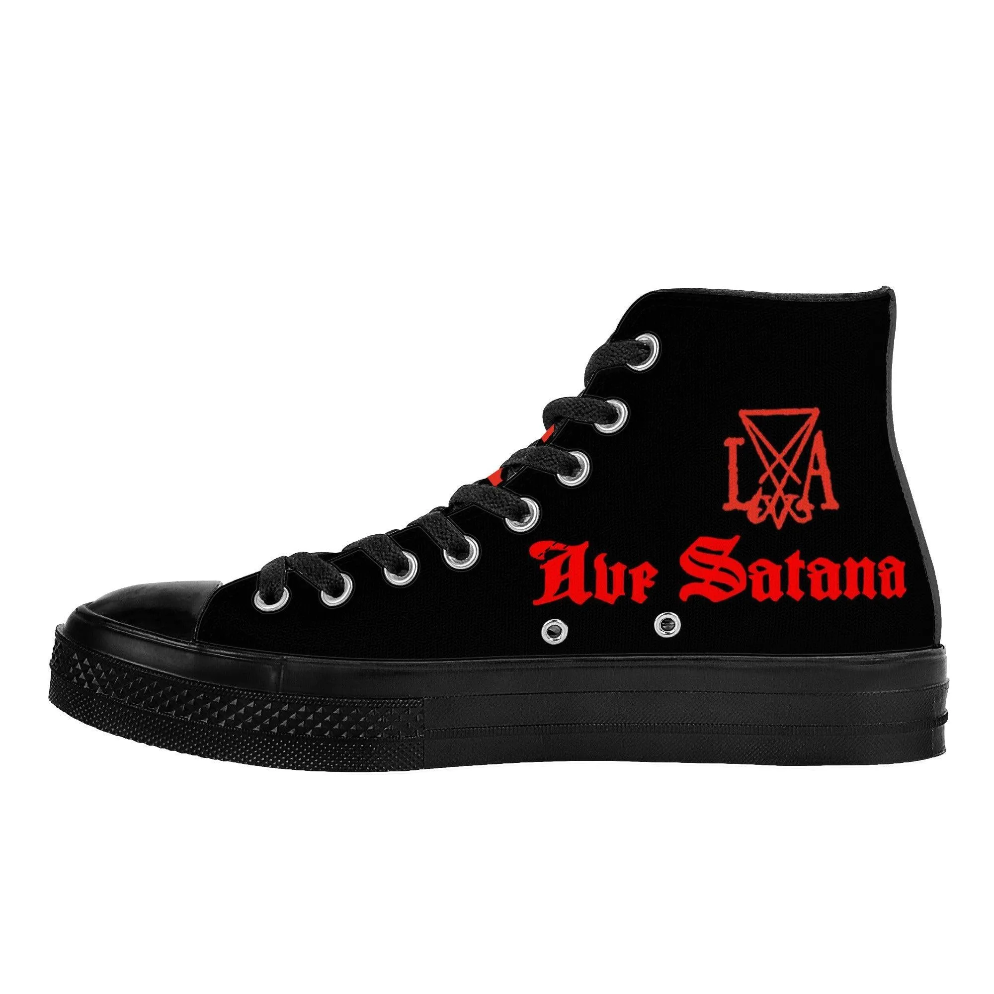 666 - Hail King of Hell High Top Canvas Shoes - Black