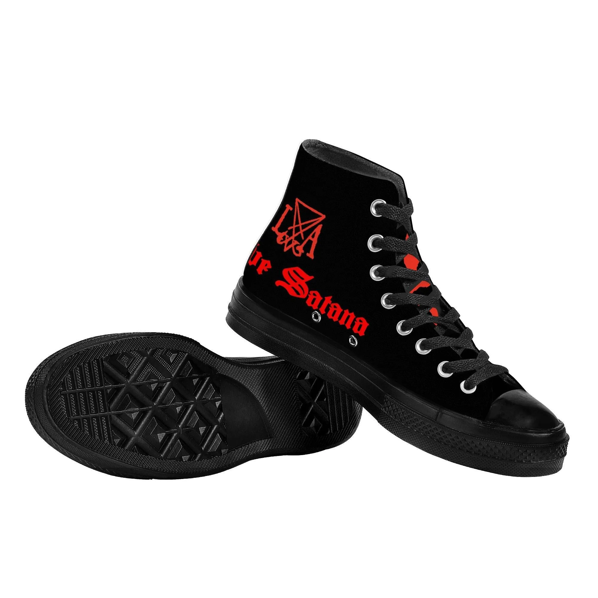 666 - Hail King of Hell High Top Canvas Shoes - Black