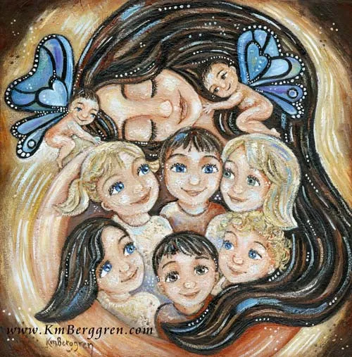 A Lifetime Of Love - Mamma with 6 Children & 2 Angel Babies Art Print