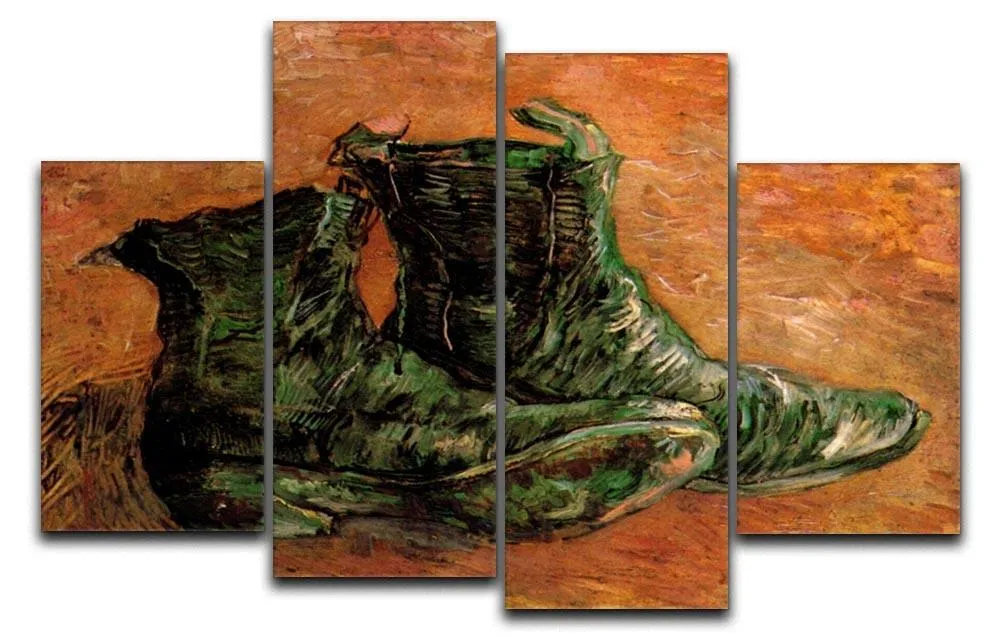 A Pair of Shoes by Van Gogh 4 Split Panel Canvas