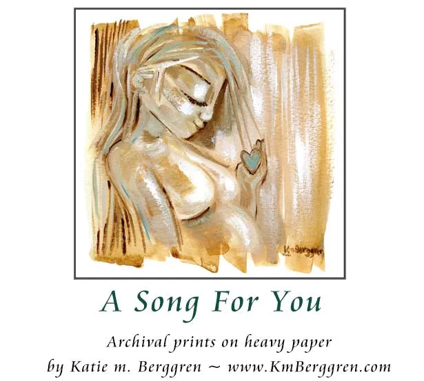 A Song For You - pregnant mom blue heart art print