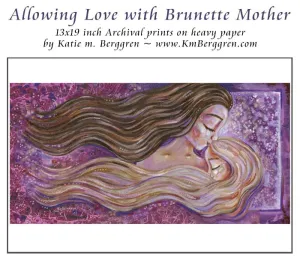 Allowing Love - Choose Blonde or Brunette. Mother & Daughter Flowing Hair Magenta Art Prints