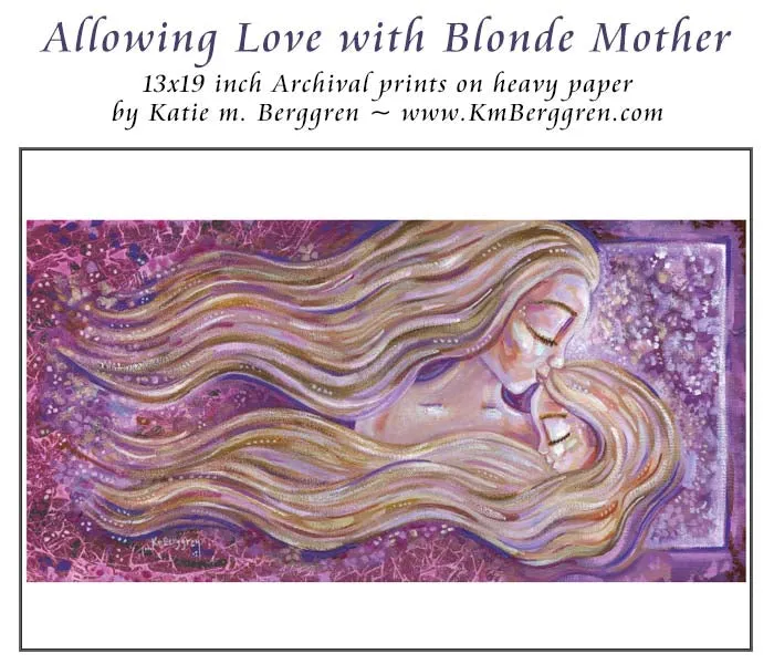 Allowing Love - Choose Blonde or Brunette. Mother & Daughter Flowing Hair Magenta Art Prints