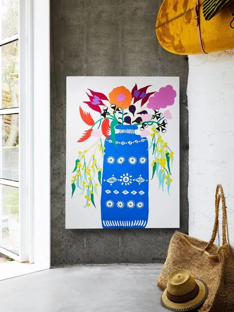 Arrangement I (Blue Vase With Florals) Print