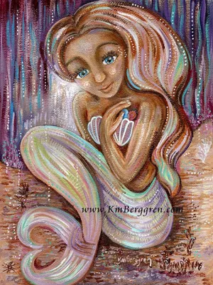 Awakening Heart - Introspective Purple Mermaid Art Print