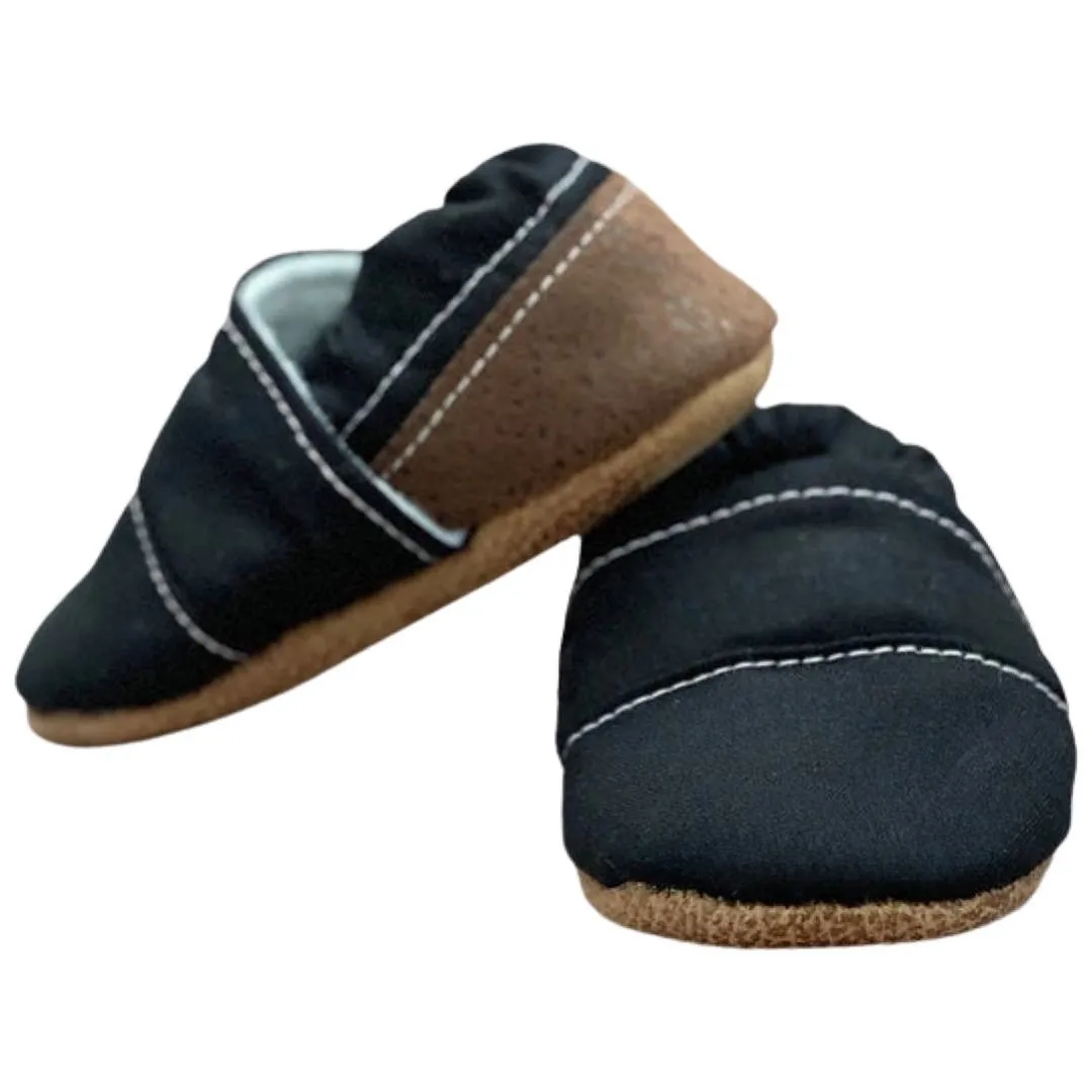 Baby & Toddler Moccasins - Black & Brown Angled