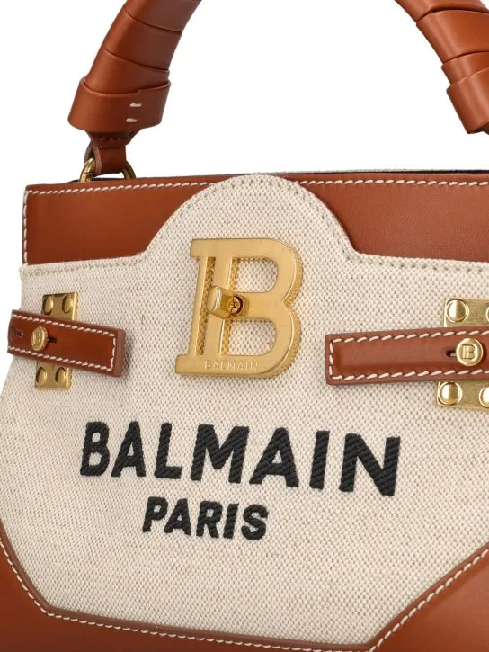 Balmain   BBuzz 22 canvas &amp; leather top handle bag 