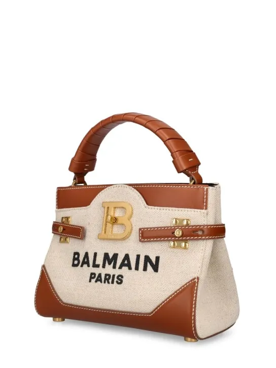 Balmain   BBuzz 22 canvas &amp; leather top handle bag 