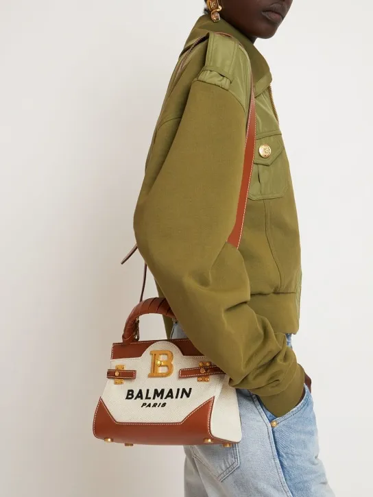 Balmain   BBuzz 22 canvas &amp; leather top handle bag 