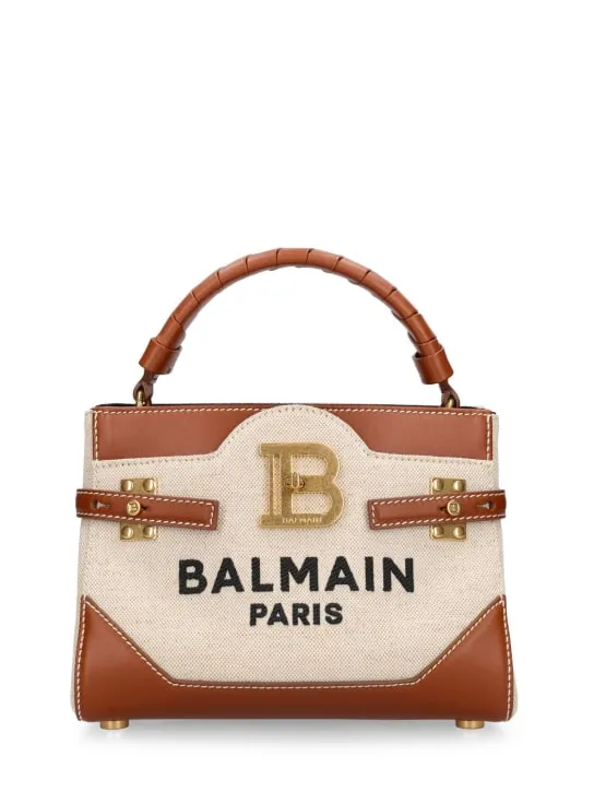 Balmain   BBuzz 22 canvas &amp; leather top handle bag 