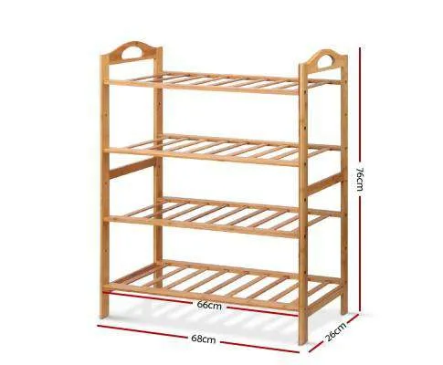 Bamboo Shoe Rack Organiser Wooden Stand Shelf 4 Tiers Shelves