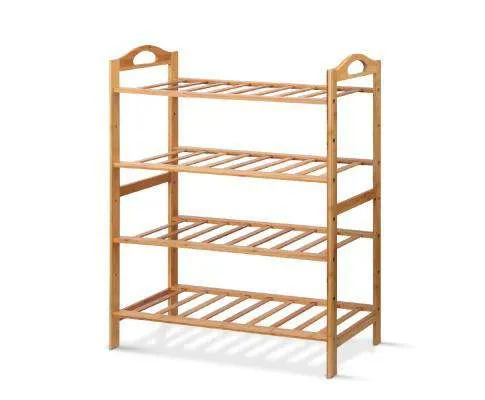 Bamboo Shoe Rack Organiser Wooden Stand Shelf 4 Tiers Shelves