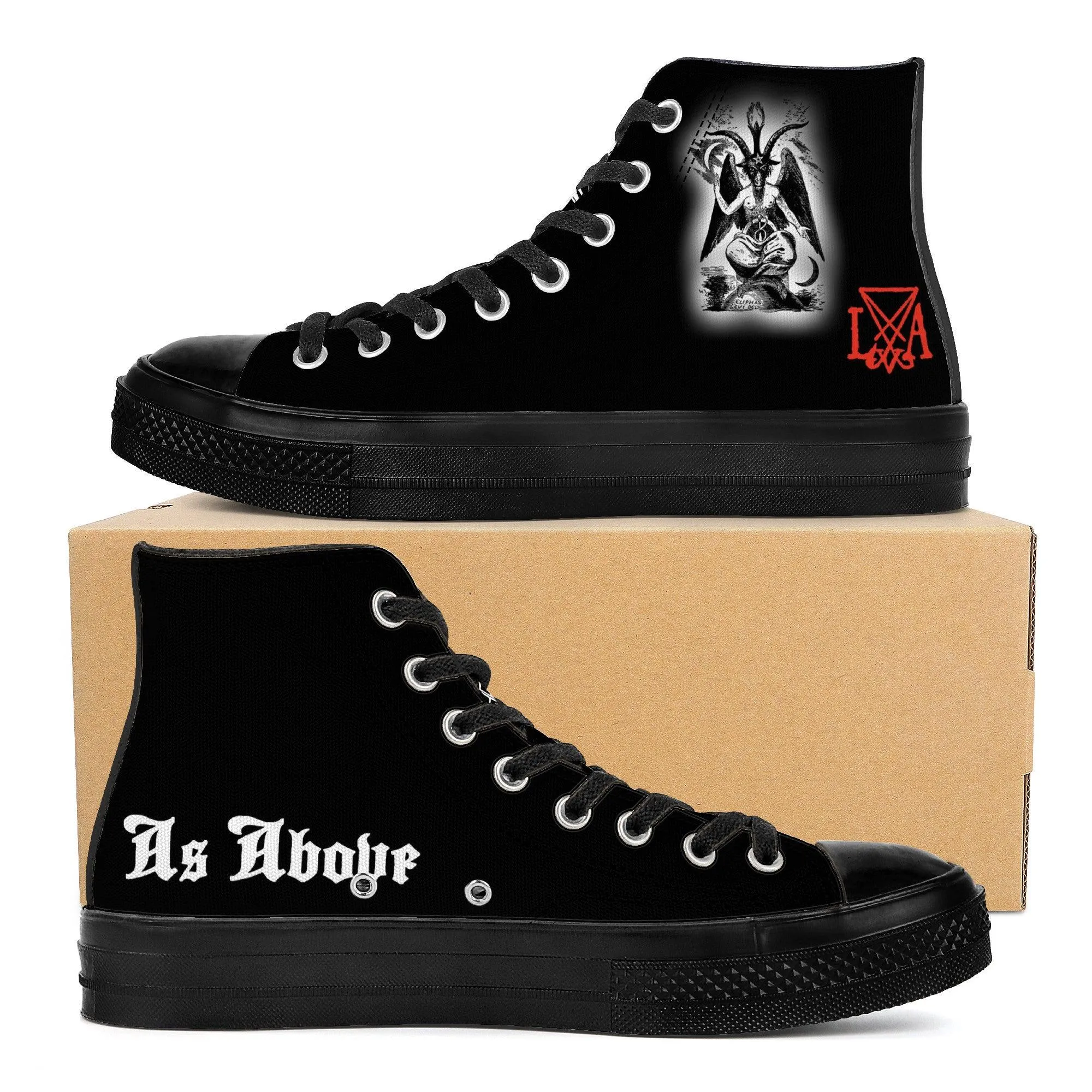 BAPHOMET High Top Canvas Shoes - Black