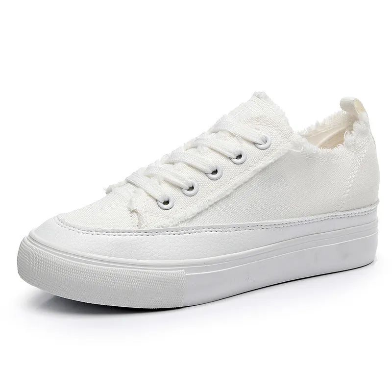 Beautiful Charming Women's White Flat Korean Canvas Shoes