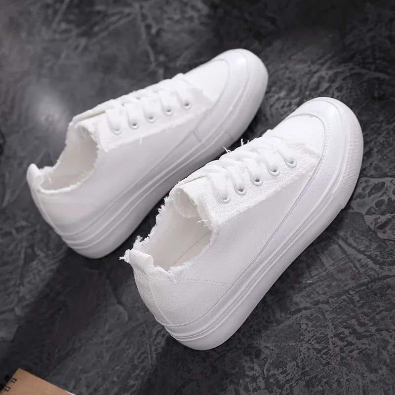 Beautiful Charming Women's White Flat Korean Canvas Shoes