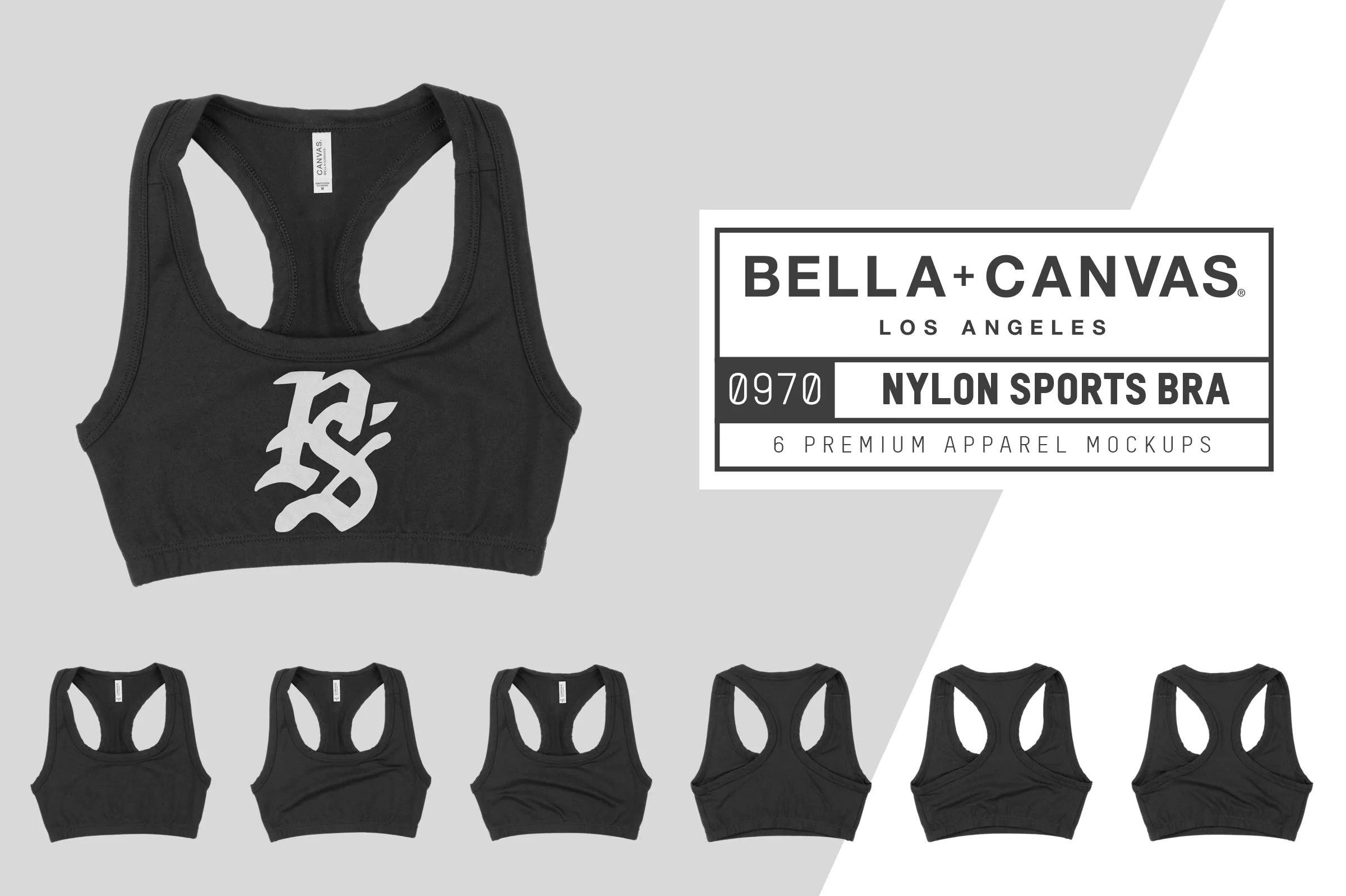 Bella   Canvas 0970 Women's Nylon Spandex Sports Bra Mockups