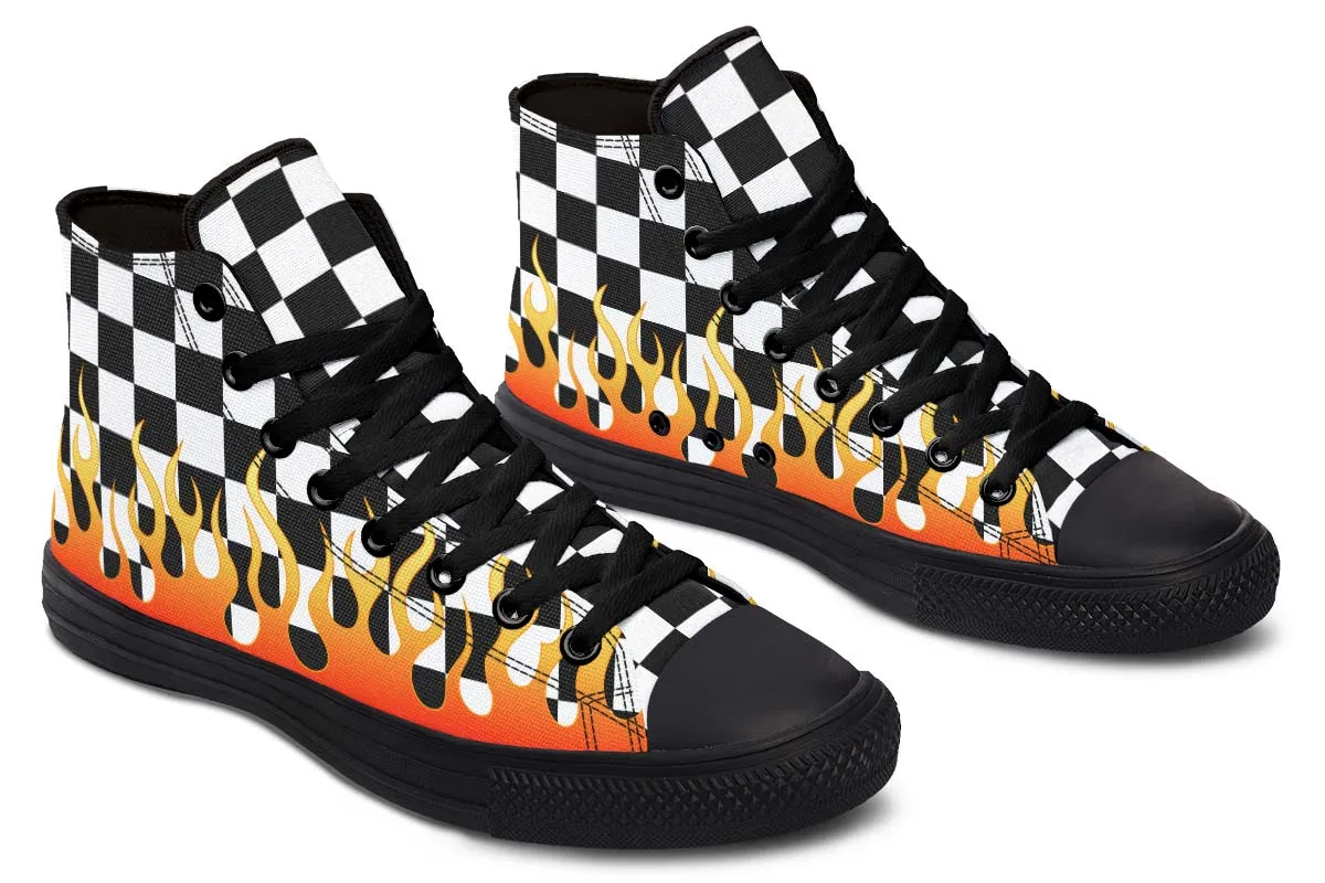 Black And White Checker With Flames