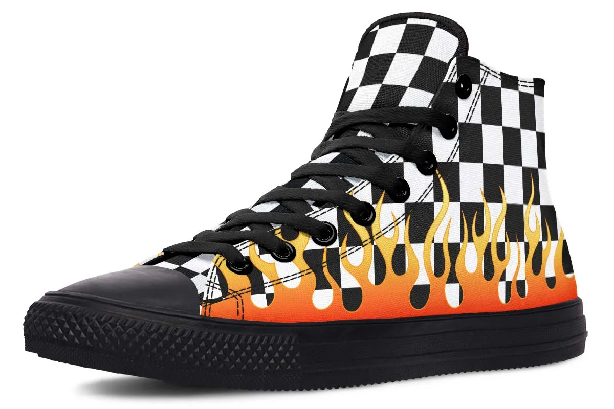 Black And White Checker With Flames