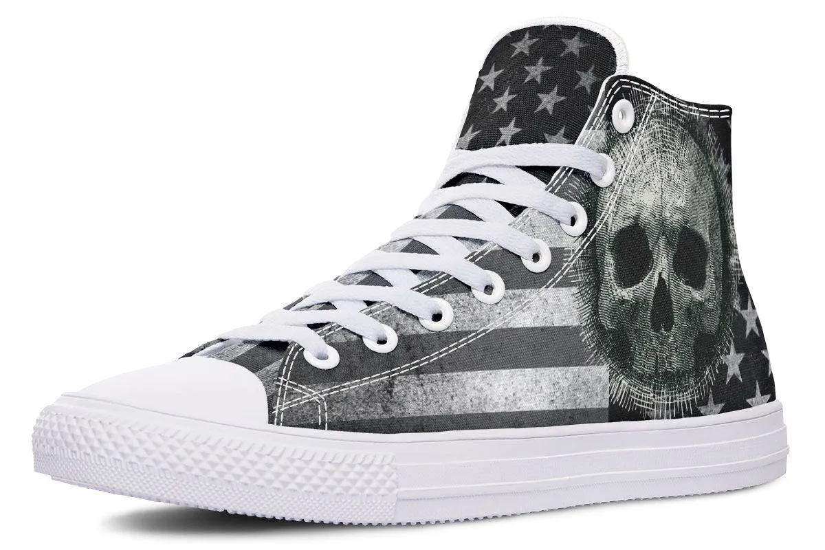 Black And White USA Flag Skull