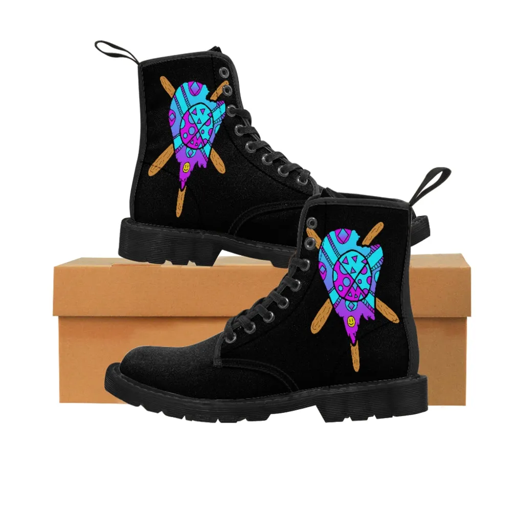 Blue and Purple Melted Popsicle Men's Canvas Boots