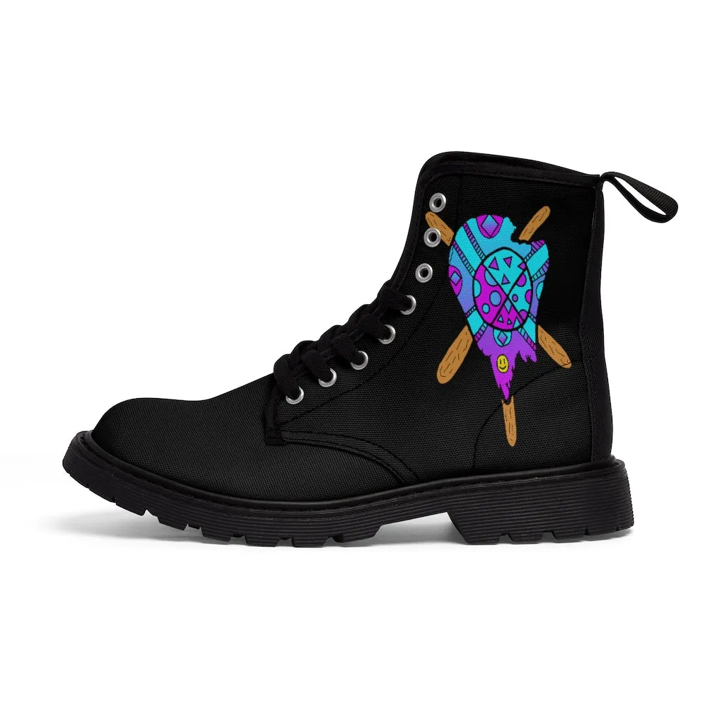 Blue and Purple Melted Popsicle Men's Canvas Boots