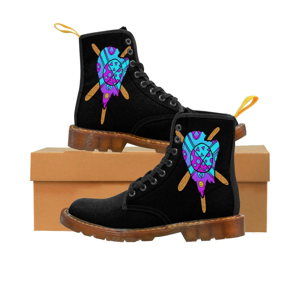 Blue and Purple Melted Popsicle Men's Canvas Boots