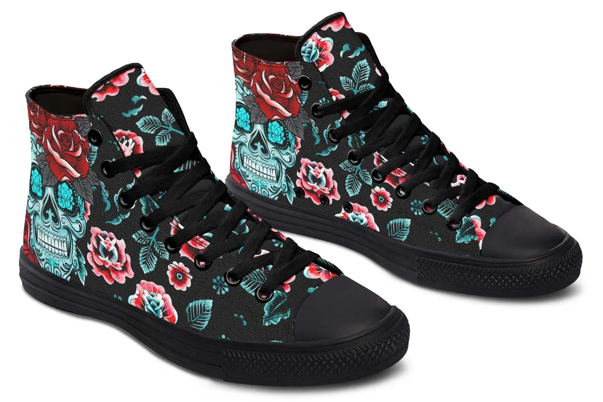 Blue Sugar Skull And Roses