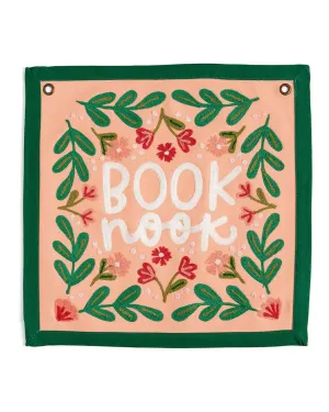 Book Nook Embroidered Canvas Banner