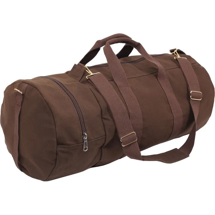 Brown - Military Double-Ender Sports Shoulder Bag - Cotton Canvas