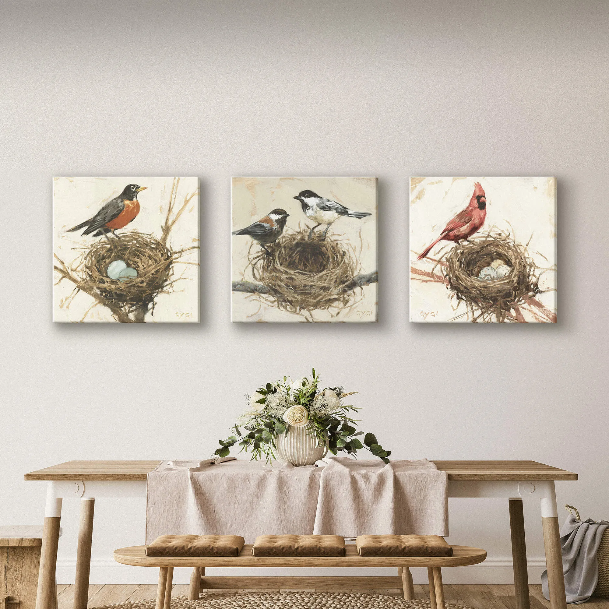 Cardinal On A Nest Canvas Art