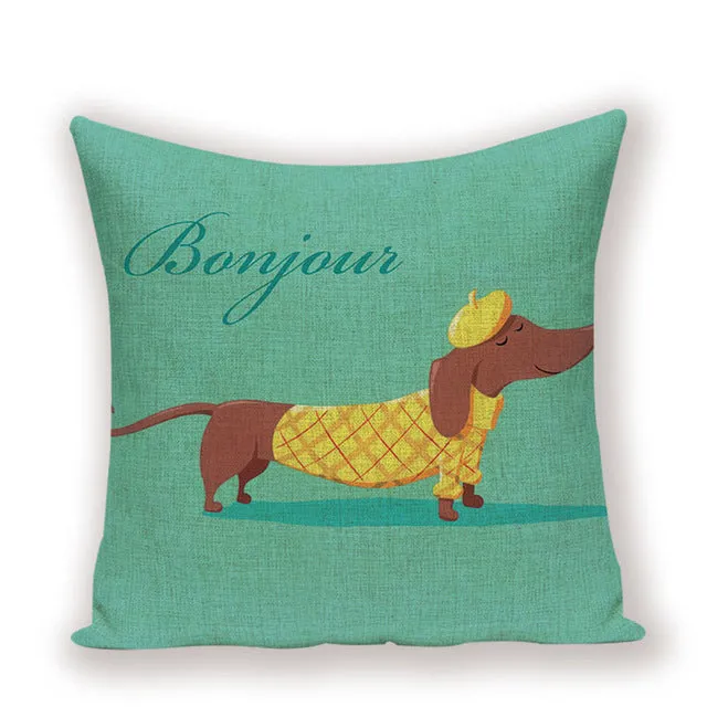 Cartoon Dachshund Cushion Case