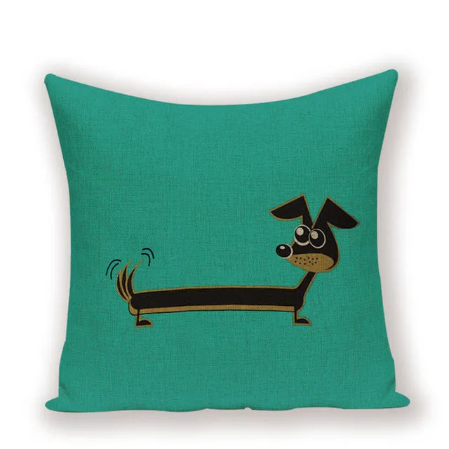 Cartoon Dachshund Cushion Case