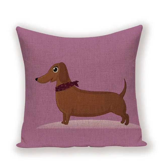 Cartoon Dachshund Cushion Case