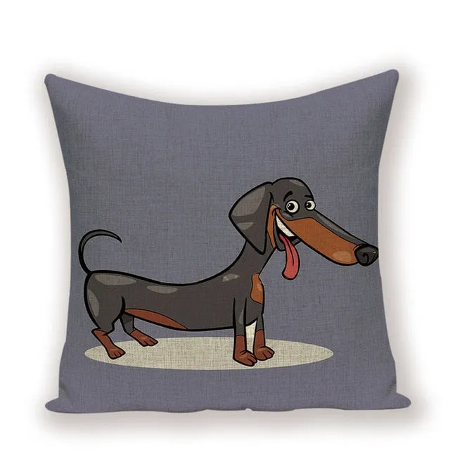 Cartoon Dachshund Cushion Case