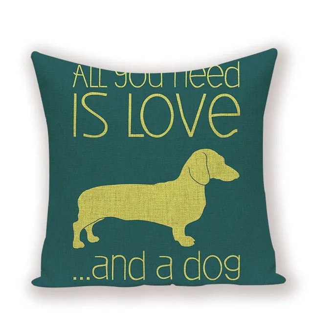 Cartoon Dachshund Cushion Case