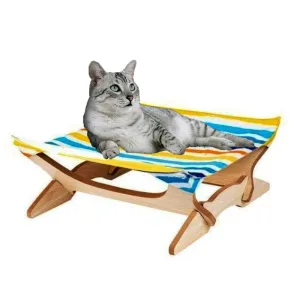 Cat Hammock Wooden Stand Cozy Bed Lounger for Cats