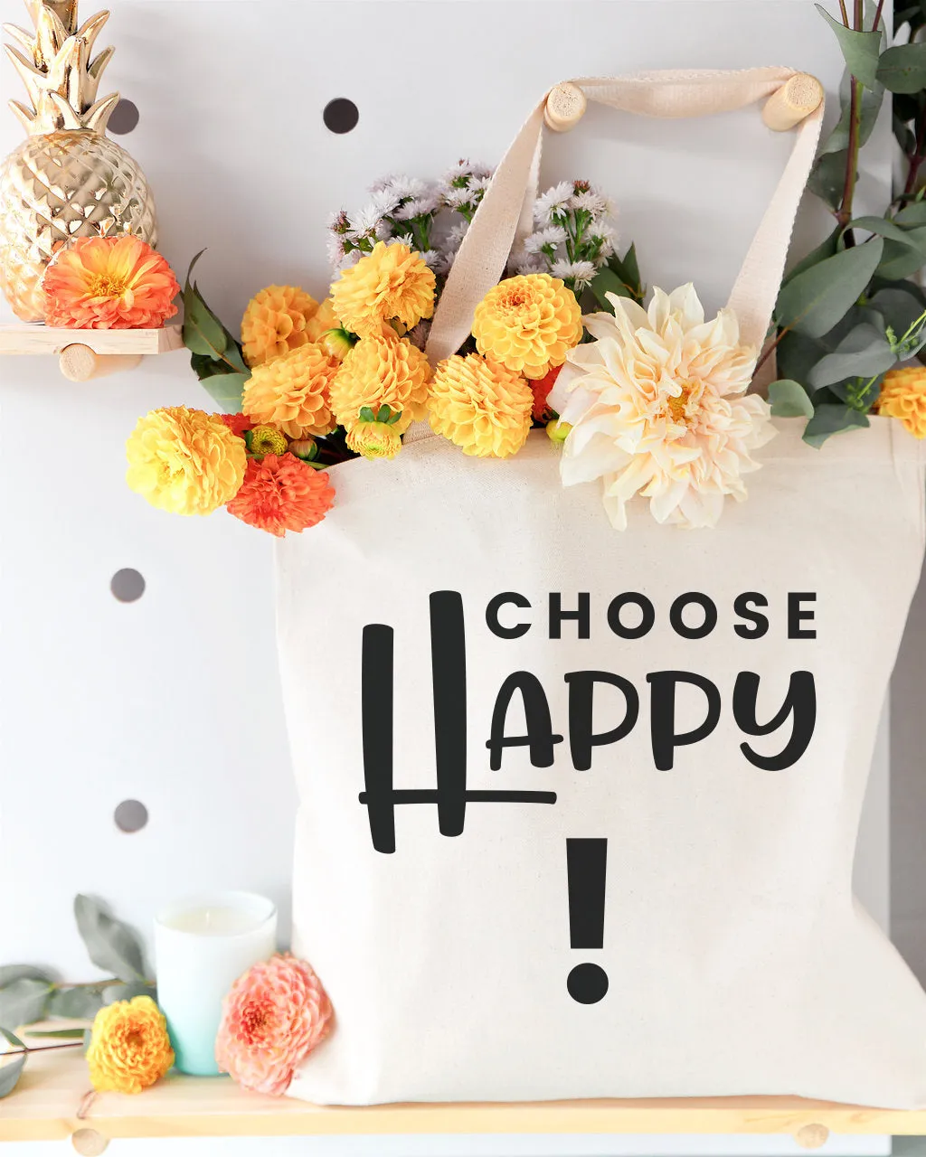 Choose Happy Cotton Canvas Tote Bag by The Cotton & Canvas Co.