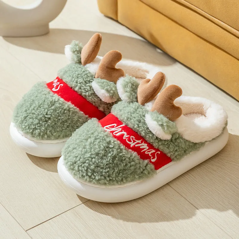 Christmas Shoes Winter Home Slippers Elk Soft Cozy Bedroom Slippers