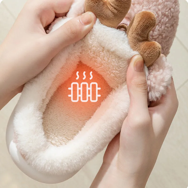 Christmas Shoes Winter Home Slippers Elk Soft Cozy Bedroom Slippers