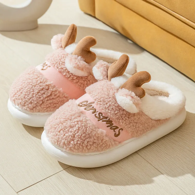 Christmas Shoes Winter Home Slippers Elk Soft Cozy Bedroom Slippers