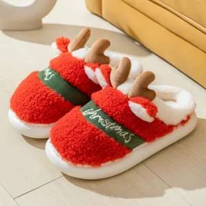 Christmas Shoes Winter Home Slippers Elk Soft Cozy Bedroom Slippers