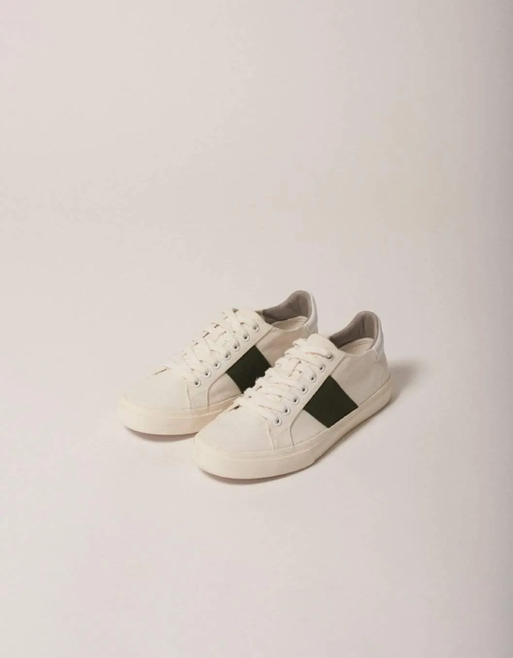 Climate Positive Recycled Canvas Sneakers | White/Green