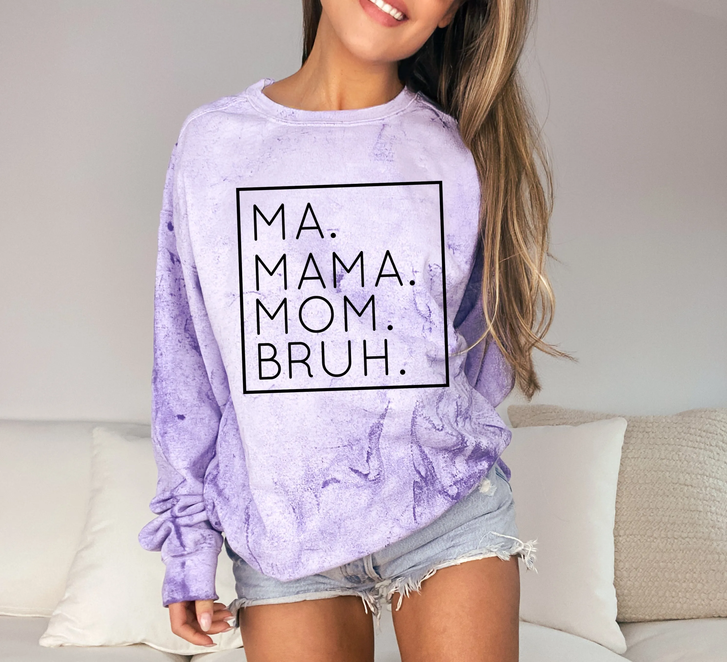 Comfort Colors Color Blast Ma Mama Mom Bruh Unisex Sweatshirts / Mom Sweatshirt