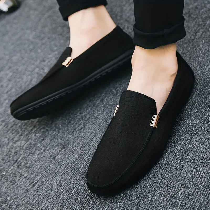 Comfy Canvas Slip-On Loafers - Men's Casual Anti-Skid Flat Shoes with Solid Color Design, Breathable Upper, and Soft Insole for All-Day Comfort - Perfect for Daily Wear