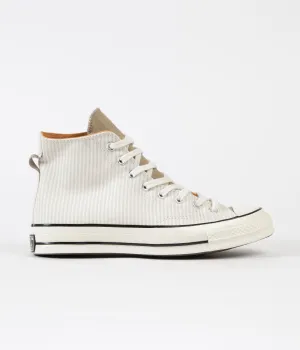 Converse CTAS 70's Hi Hickory Stripe Shoes - Desert Sand / Egret / Egret