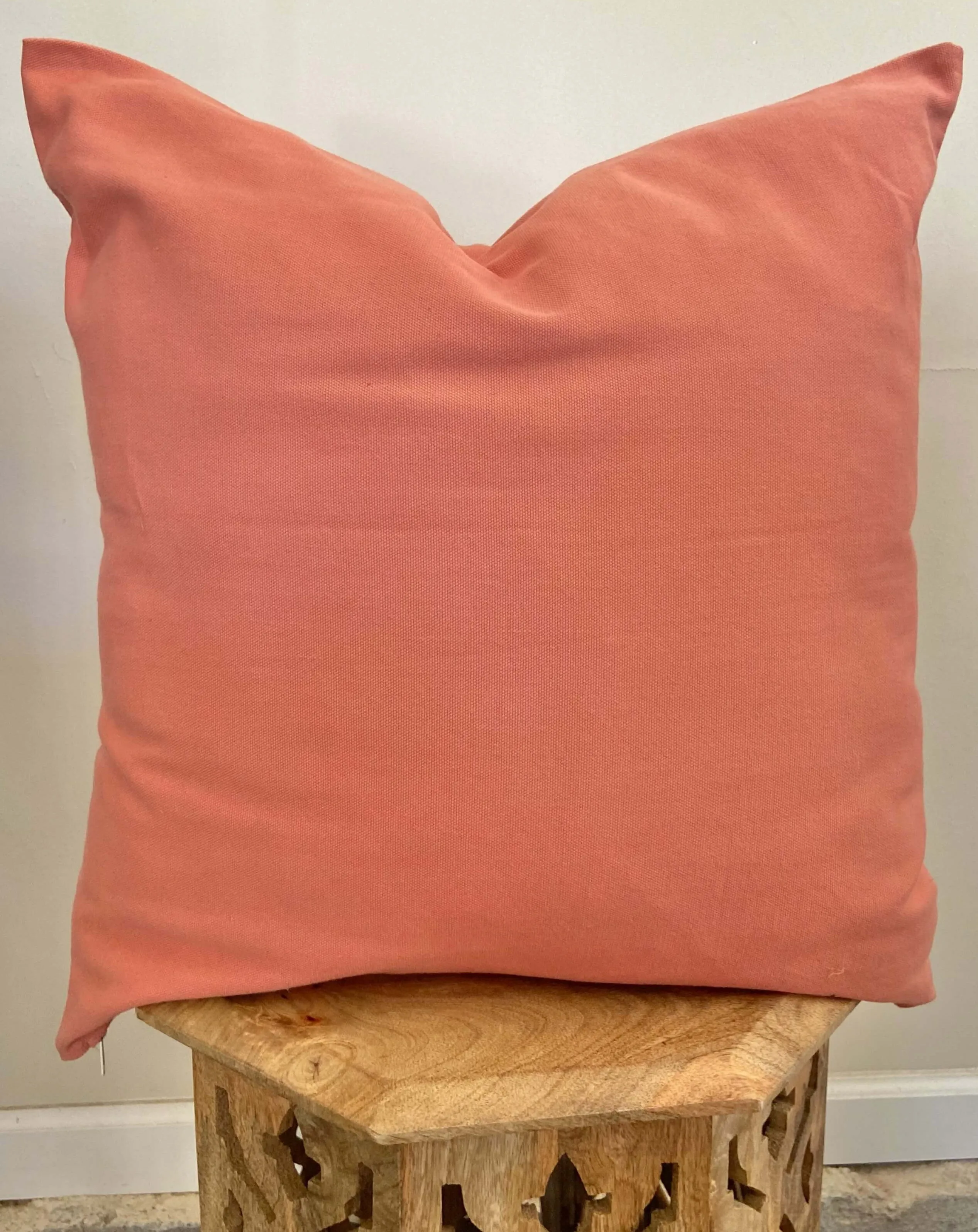 Coral Pink Cotton Throw Pillow | CORAL PINK