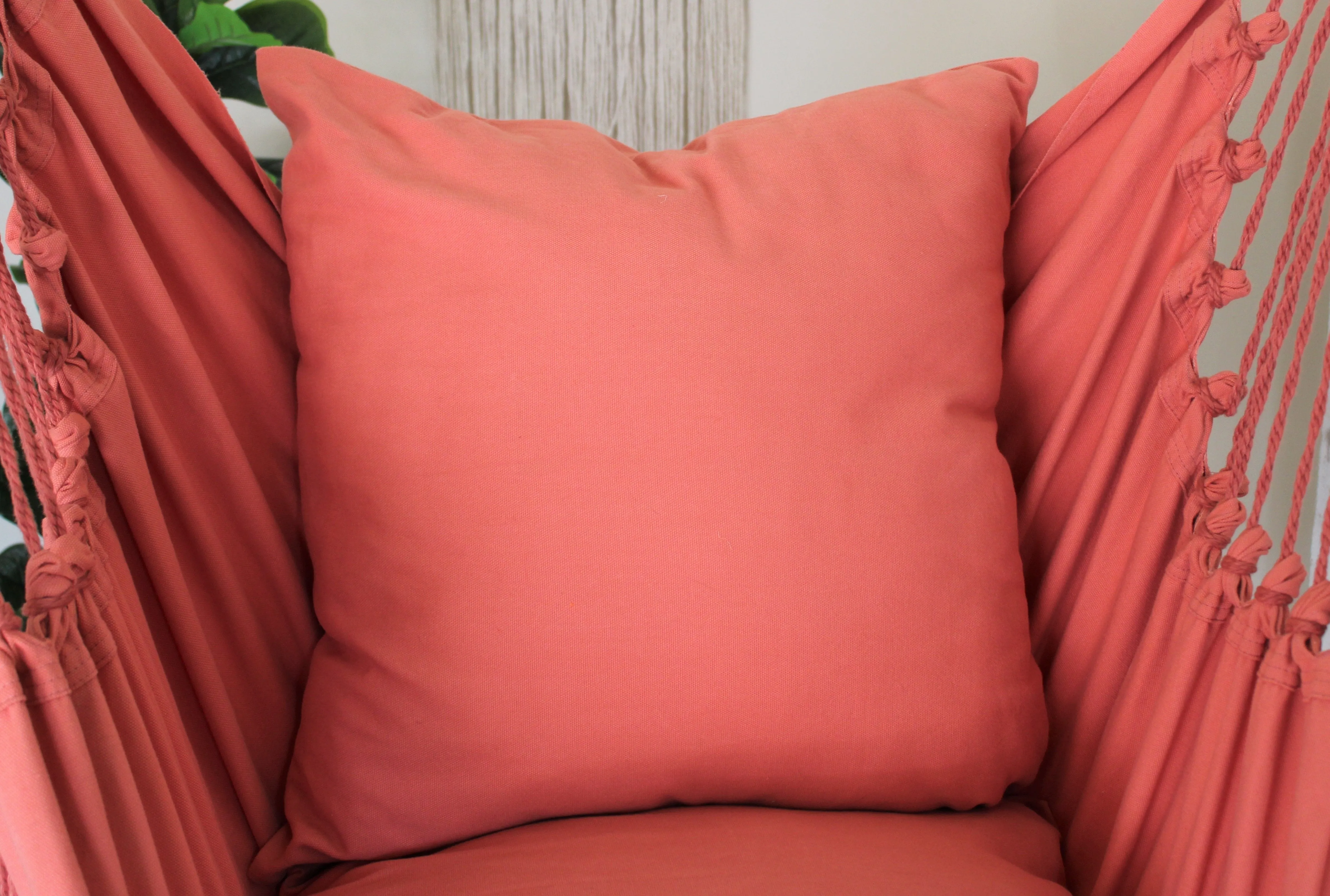 Coral Pink Cotton Throw Pillow | CORAL PINK