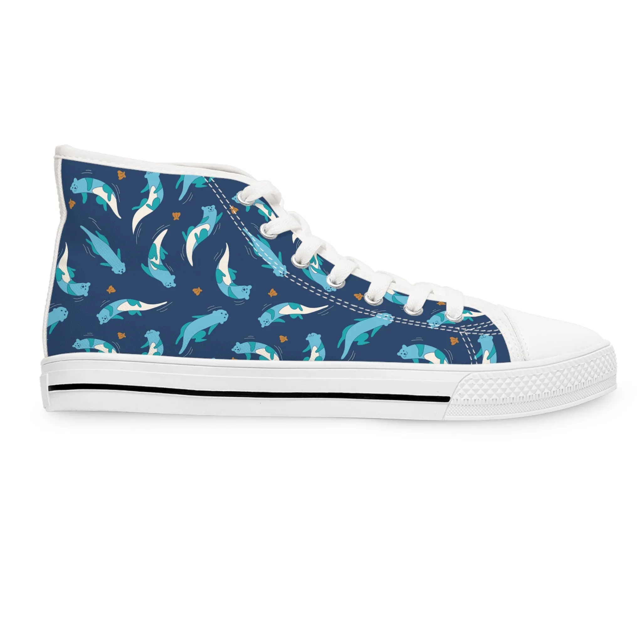 Cute Blue Otters Women's High Top Sneakers