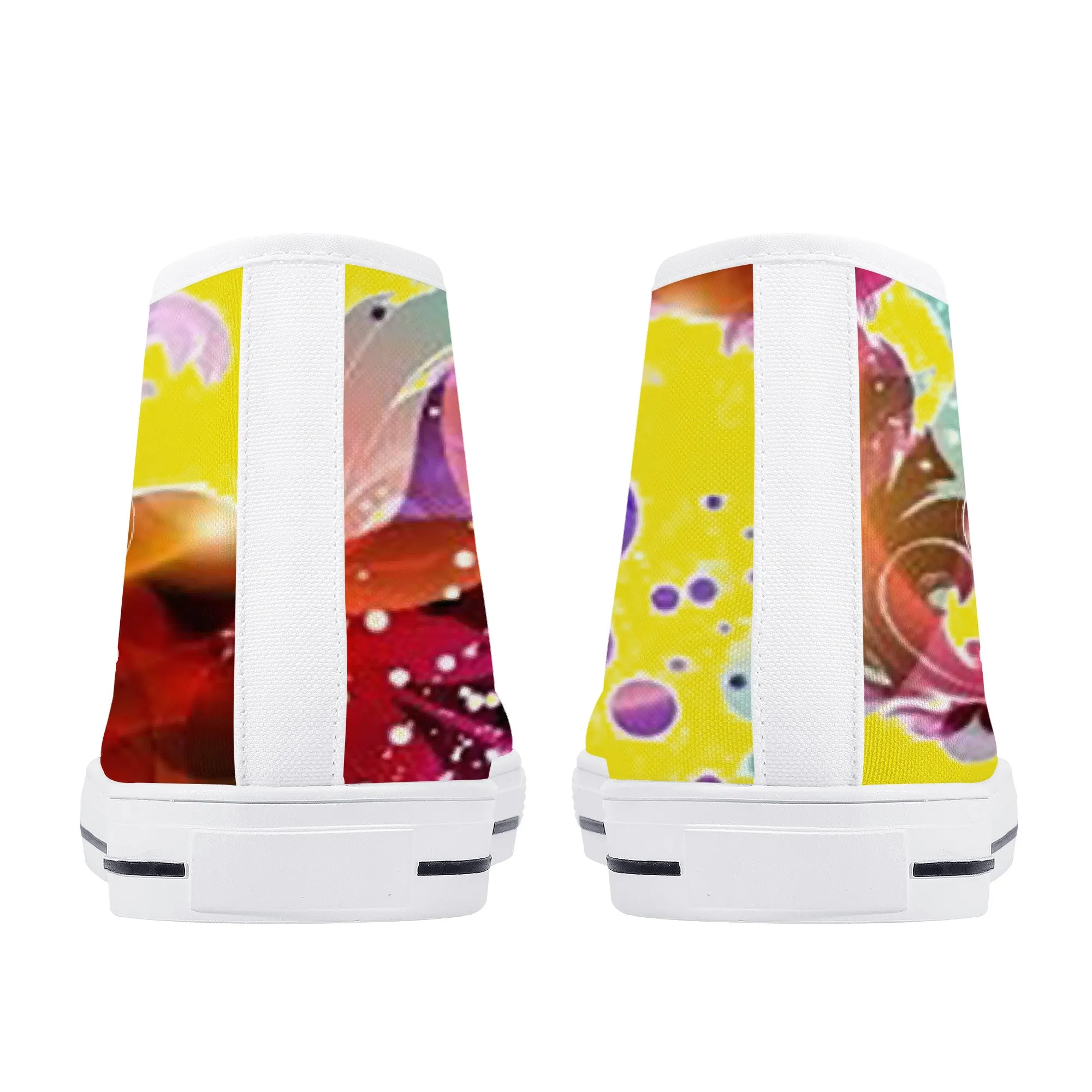 D25 High-Top Canvas Shoes - White  and flower design